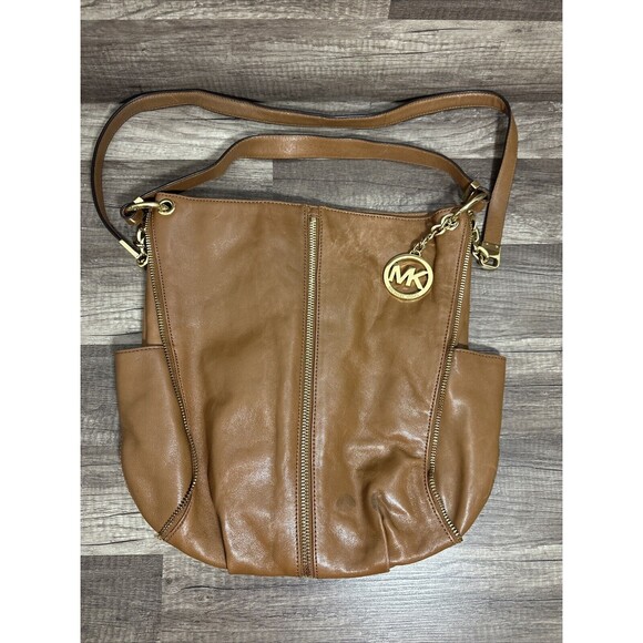 Michael Kors Newman Brown Leather Shoulder Bag - Picture 1 of 12